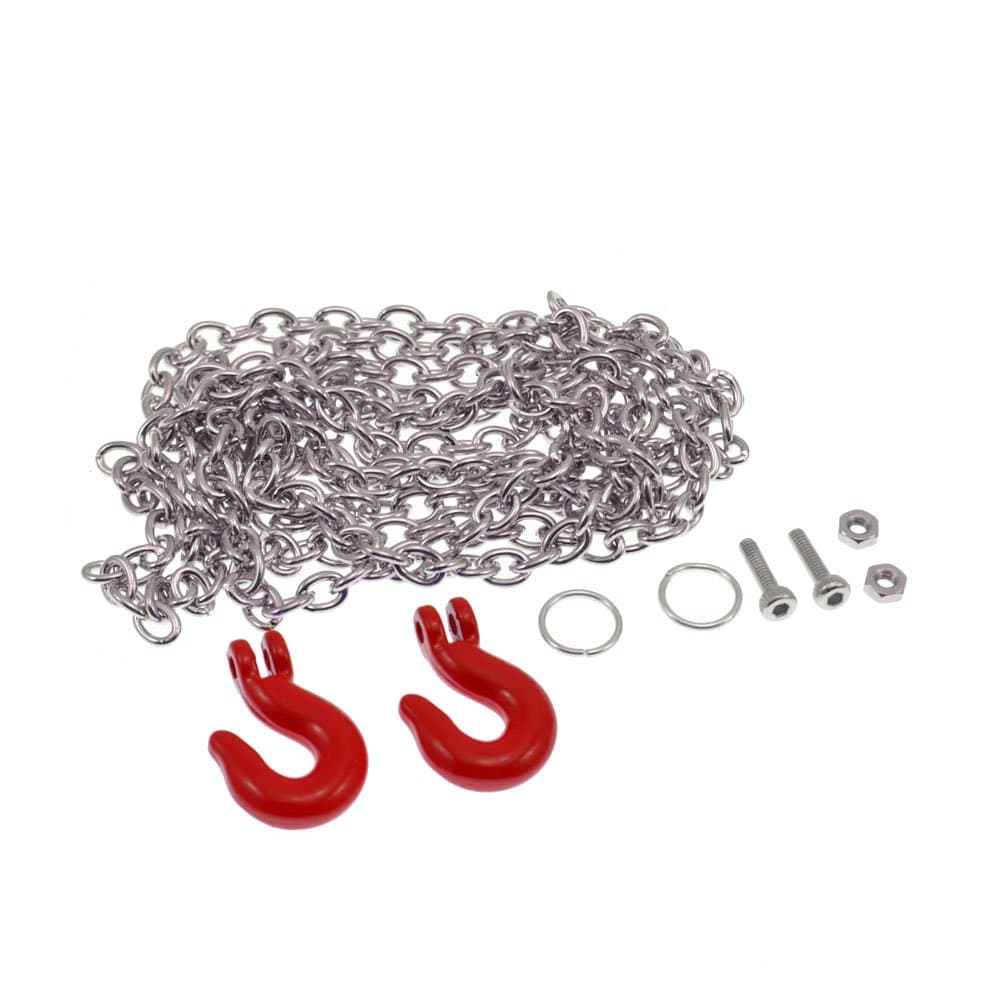 1/10 Scale Metal RC Chain With Hooks Red 100CM Length RC Crawler Truck Accessories