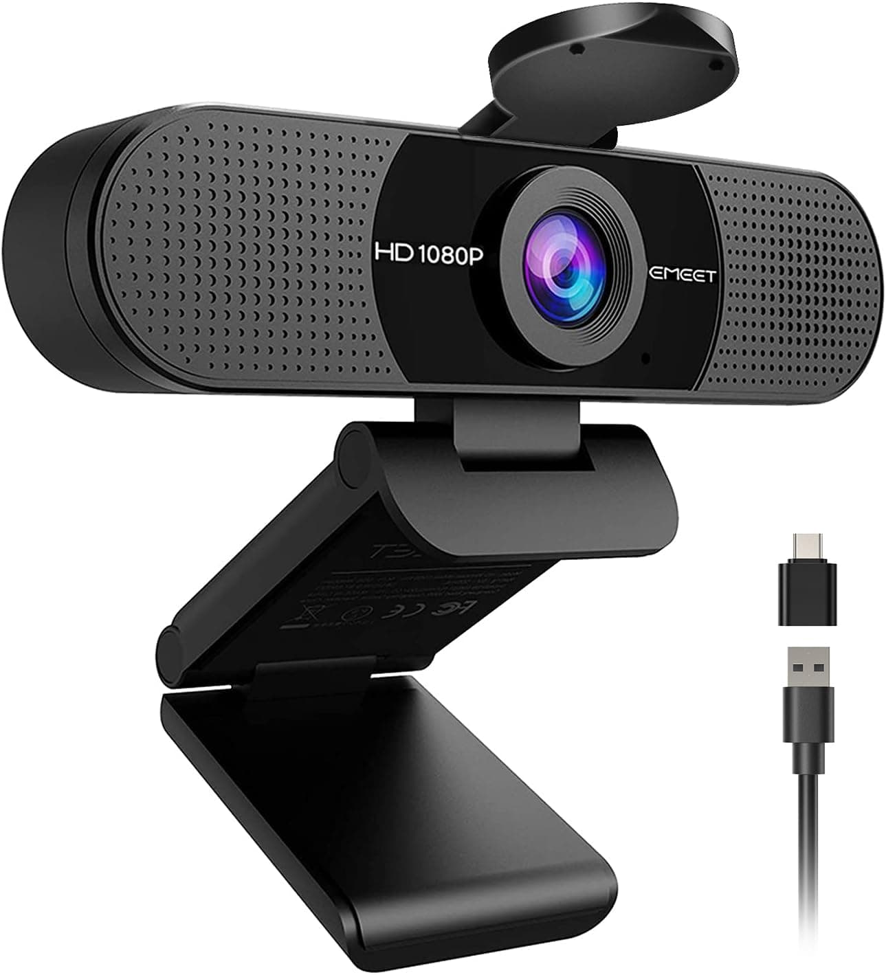 C960 1080P Webcam with Microphone, 2 Mics, 90° FOV, USB Type-A & A-to-C Adapter, Fixed Focus, Plug&Play Computer Camera for Zoom/Teams/Facetime/YouTube/Google Meet/Switch 2 Camera, 2025 Version