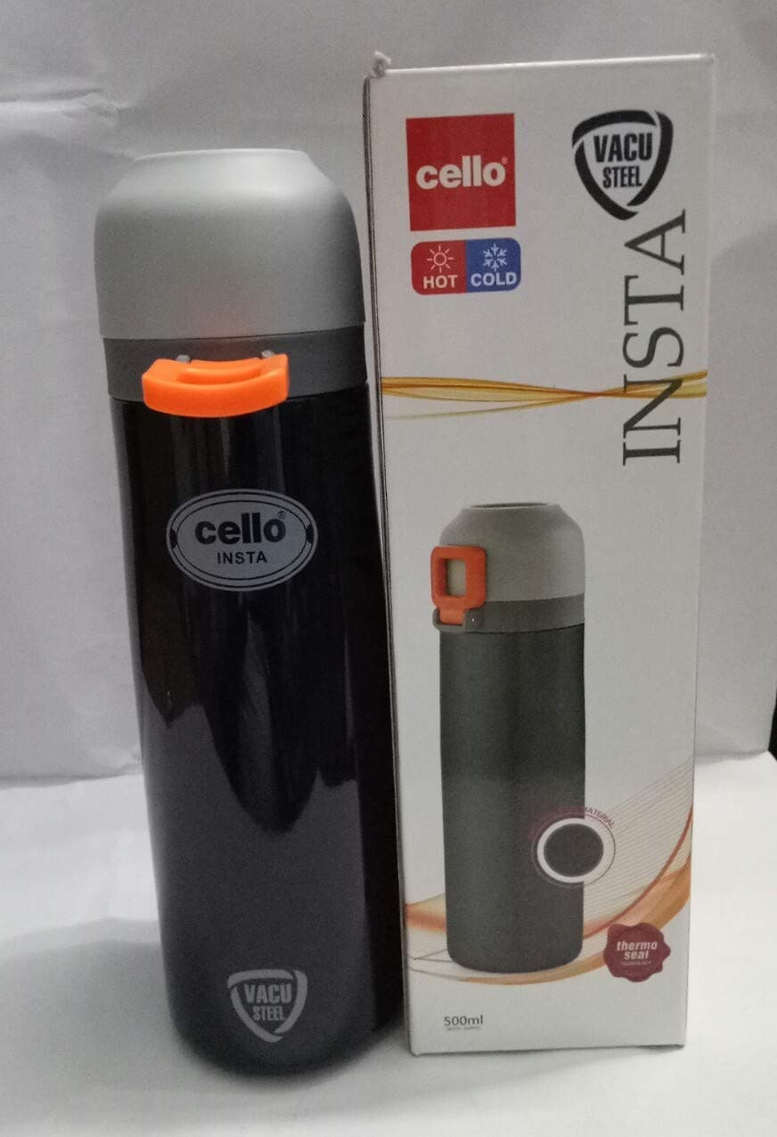 Cello Insta Stainless Steel Flask, 500ml, Black