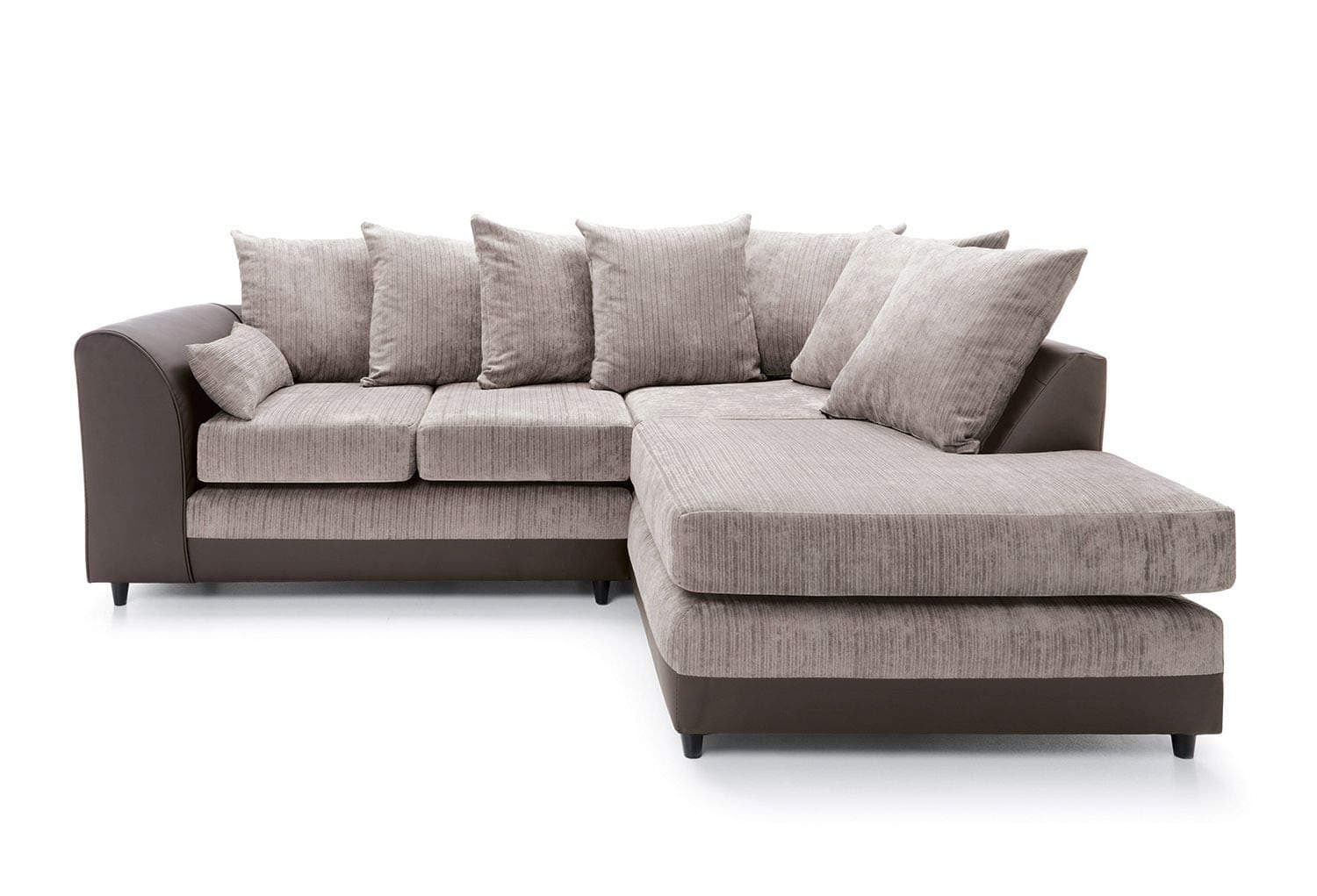 Abakus DirectDylan Corner Sofa in Brown & Beige - 2 and 3 Seater Sofa - Chenille and Faux Leather Fabric Sofas, Armchairs & Swivel Chairs (Left Hand Facing)