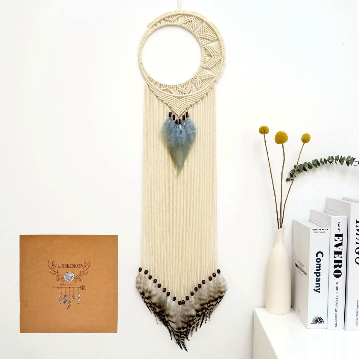 Urdeoms Macrame Dream Catchers for Bedroom Wall Hanging Decor - Boho Moon Gift for Women & Kids, 33'' Length