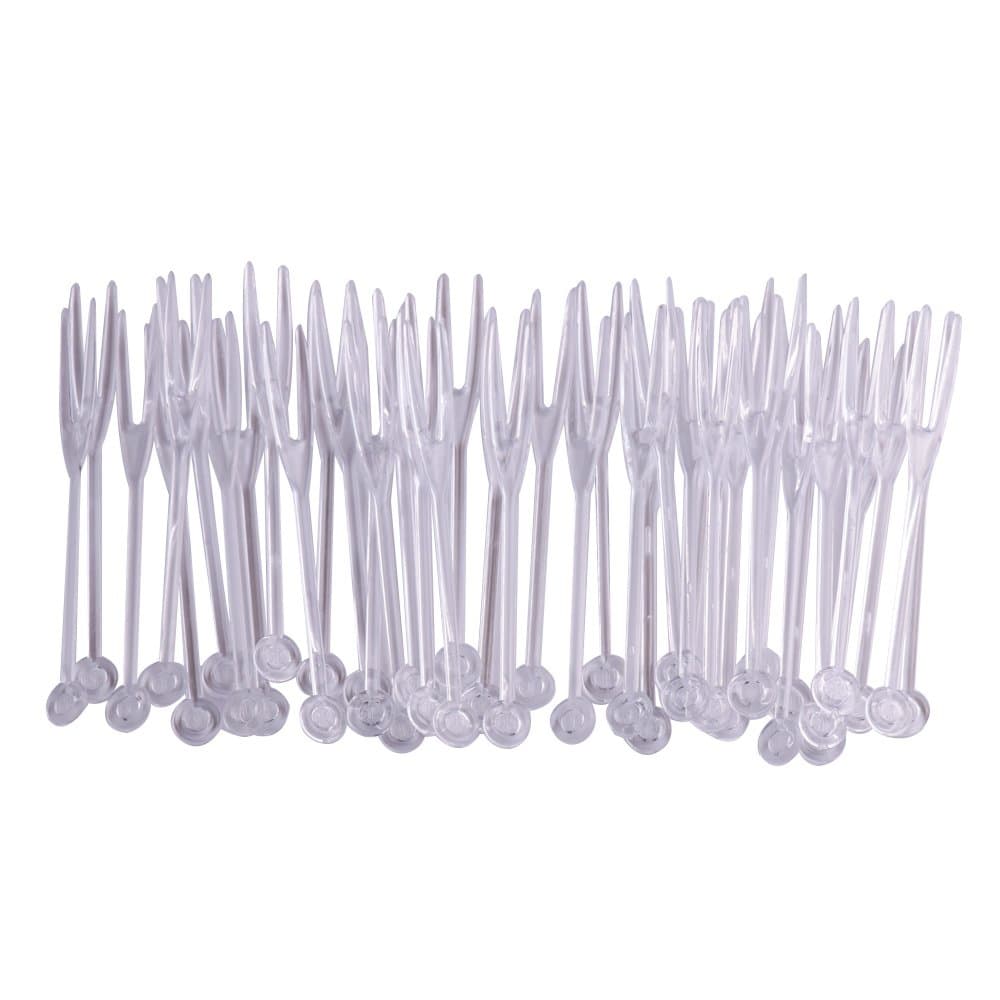 40PCS Appetizer Dessert Forks Disposable Plastic Fruit Forks Cocktail Sticks Plates Picks