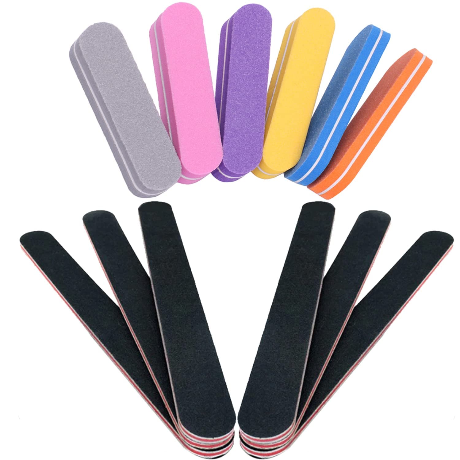 Nail Files & Buffer Set 12pcs, 100/180 Grit Professional Nail File Sanding Block Polisher Buffing File Buffer Blocks to Remove Ridges/Cuticles