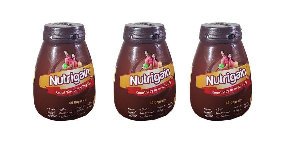 3 x Ayurwin Nutrigain Weight Gain - 60 Capsule / Pack - Fresh Stock - Fast Ship