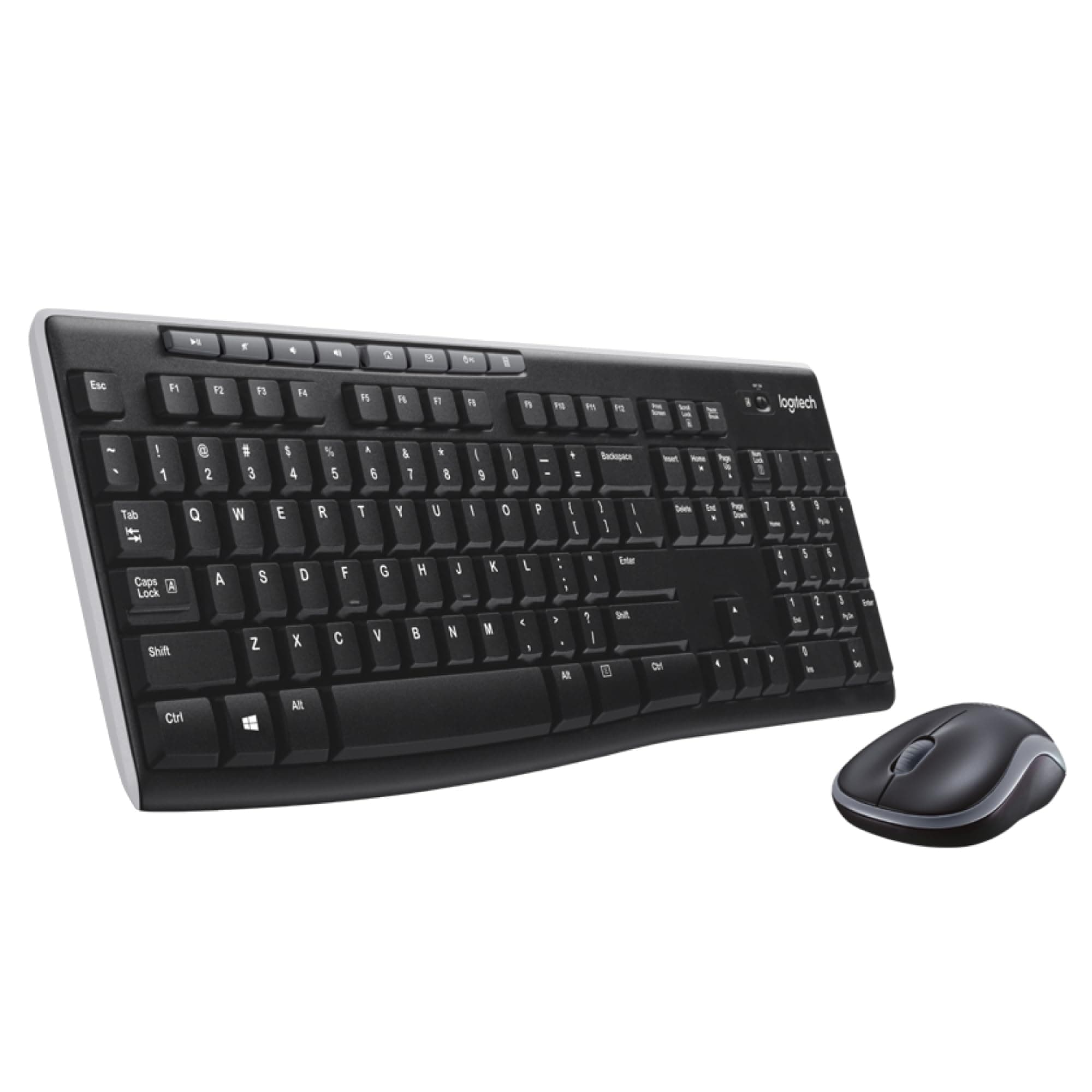 MK270 Wireless Keyboard and Mouse Combo for Windows, 2.4 GHz Wireless, Compact Mouse, 8 Multimedia and Shortcut Keys, 2-Year Battery Life, for PC, Laptop, QWERTY UK English Layout - Black