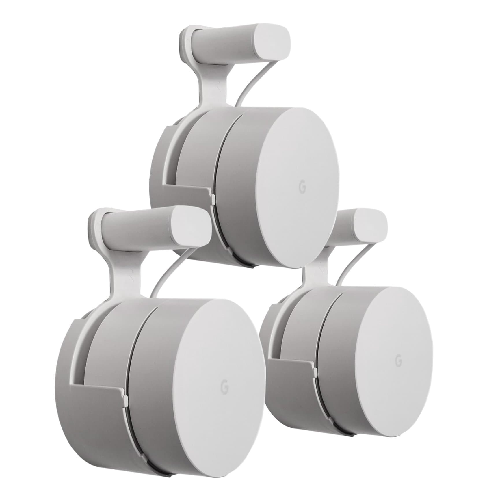 Google WiFi [Old Rectangular Plug – NOT Current Round Plug] Outlet Holder Mount Stand: No Messy Screws! (3-Pack)