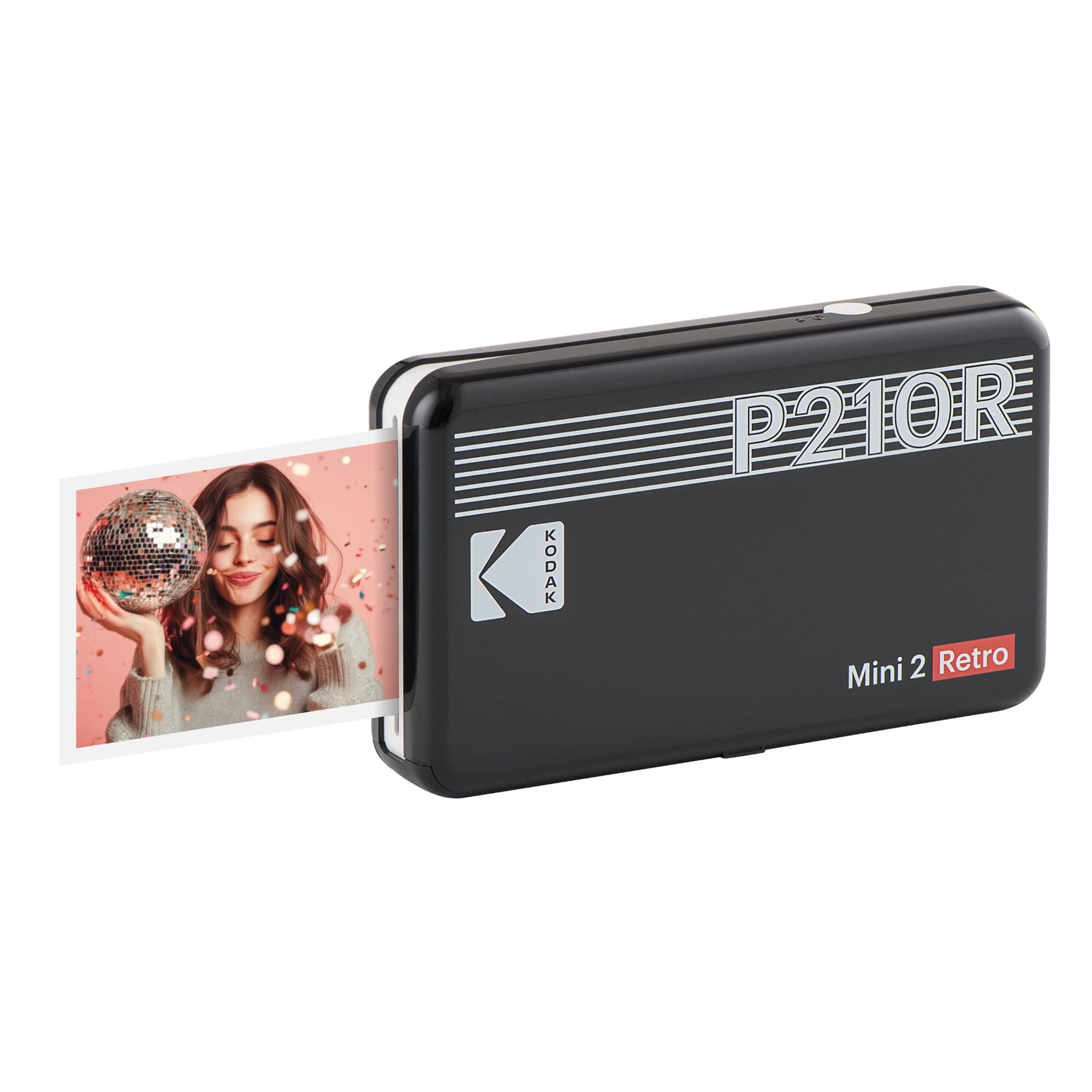 Kodak Mini 2 Retro 4PASS Smartphone Printer/Instant Printer/Insta Printer (5.3 x 8.6 cm) + Printer Body 8-Sheet, Black