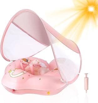 WYRIAZA Baby Float with Canopy UPF50+ Sun Protection for Infant Newborn Toddler Inflatable Swimming Spring Swim Water Float 0-36 Months with Balance Ball Safety Seat