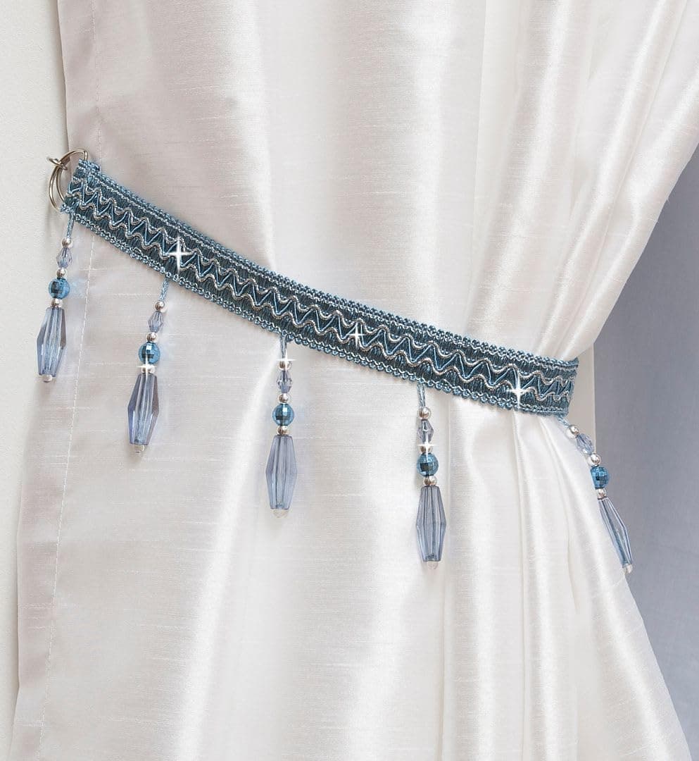 John Aird PAIR (x2) Crystal Beaded Curtain Tie Back (Blue)
