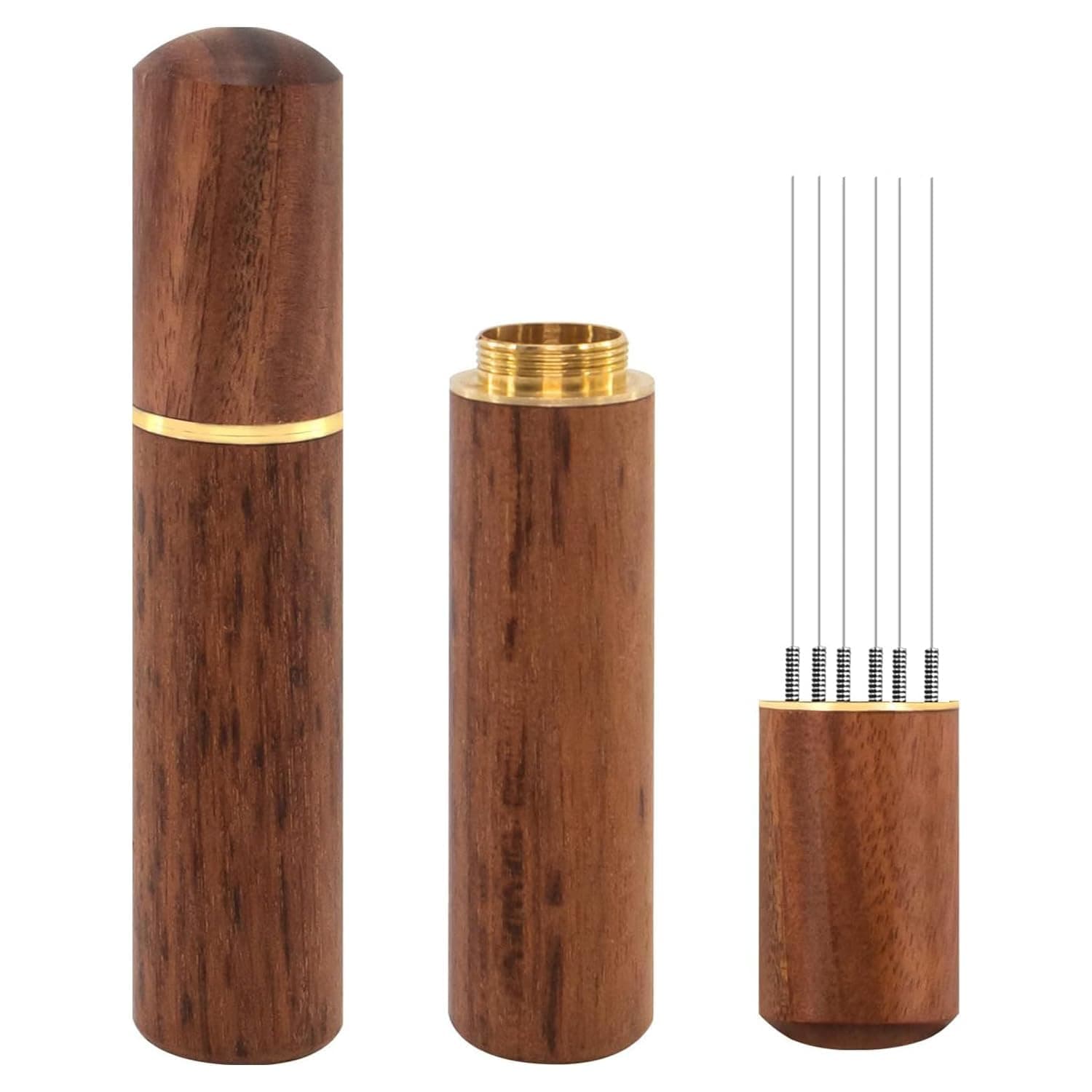 Espresso Distribution Tool, Espresso Stirrer Tool with Natural Wood Handle and Base, 6 Needles Espresso Coffee Stirrers Espresso Needle Distributor for Home Kitchen