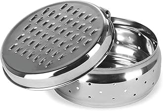 Stainless Steel Green Coriander Storage Box Curry Leaves Box Set, Sprouts with air Ventilation Food containers Silver Dabba Flat Box Steel Dabba (Grater Dabba Medium)