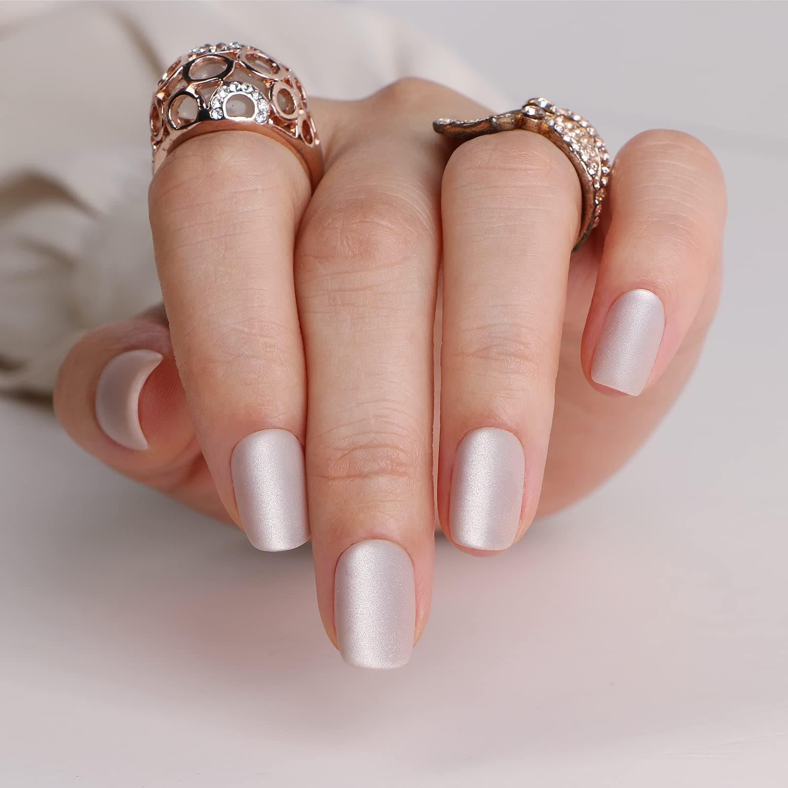 Polychrome&air Press On Nails- Desert Mirage | Short Squoval Solid Misty Yellow Press On Nails | 15 Sizes Opaque False Nails | Reusable Fake Nails with Glue On Nails Kit | Salon Quality