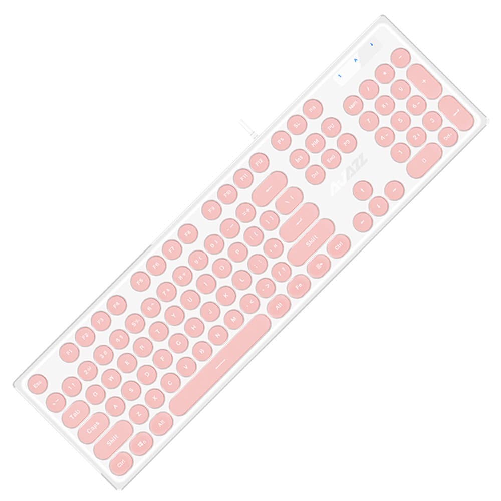 UrChoiceLtd Wired Usb Gaming Keyboard 104 Keys White LED Backlit Retro Punk Design Ultra Slim Silent Mute Multimedia Ergonomic Pro Gamer Keypad for Computer Laptop PC (Pink & White Light)