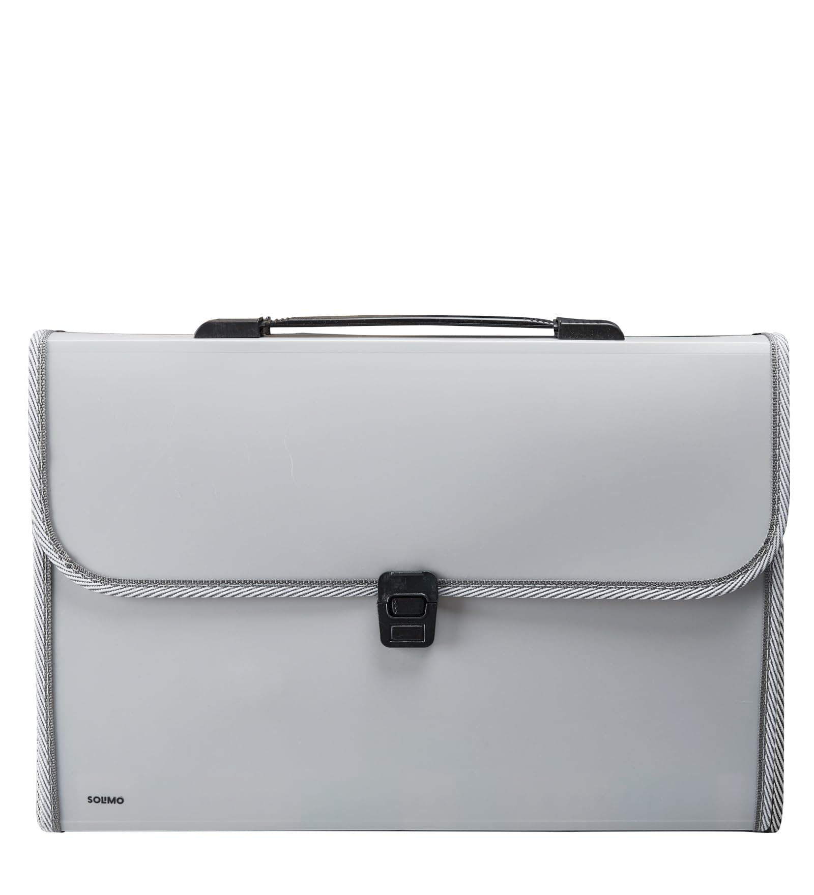 Solimo Expanding File Folder with 13 Pockets, Handle, and Buckle Closure, for A4 Size Documents (Grey)