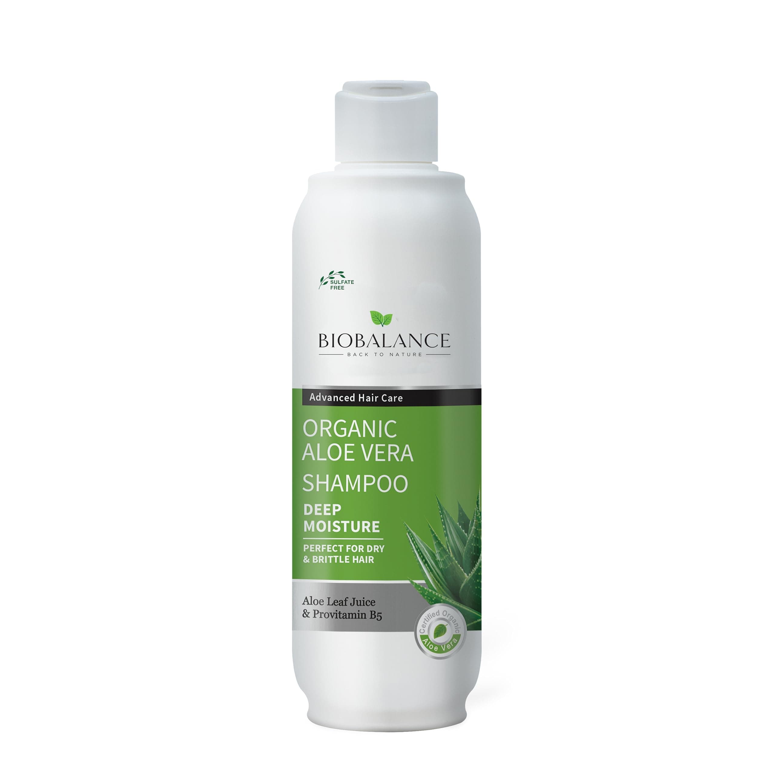 BioBalance Organic Aloe Vera Shampoo | 330ml | Hydrating Shampoo for Dry Hair | Deeply Moisturising Haircare | Strengthen Brittle hair | Anti Dandruff | Sulphate Free
