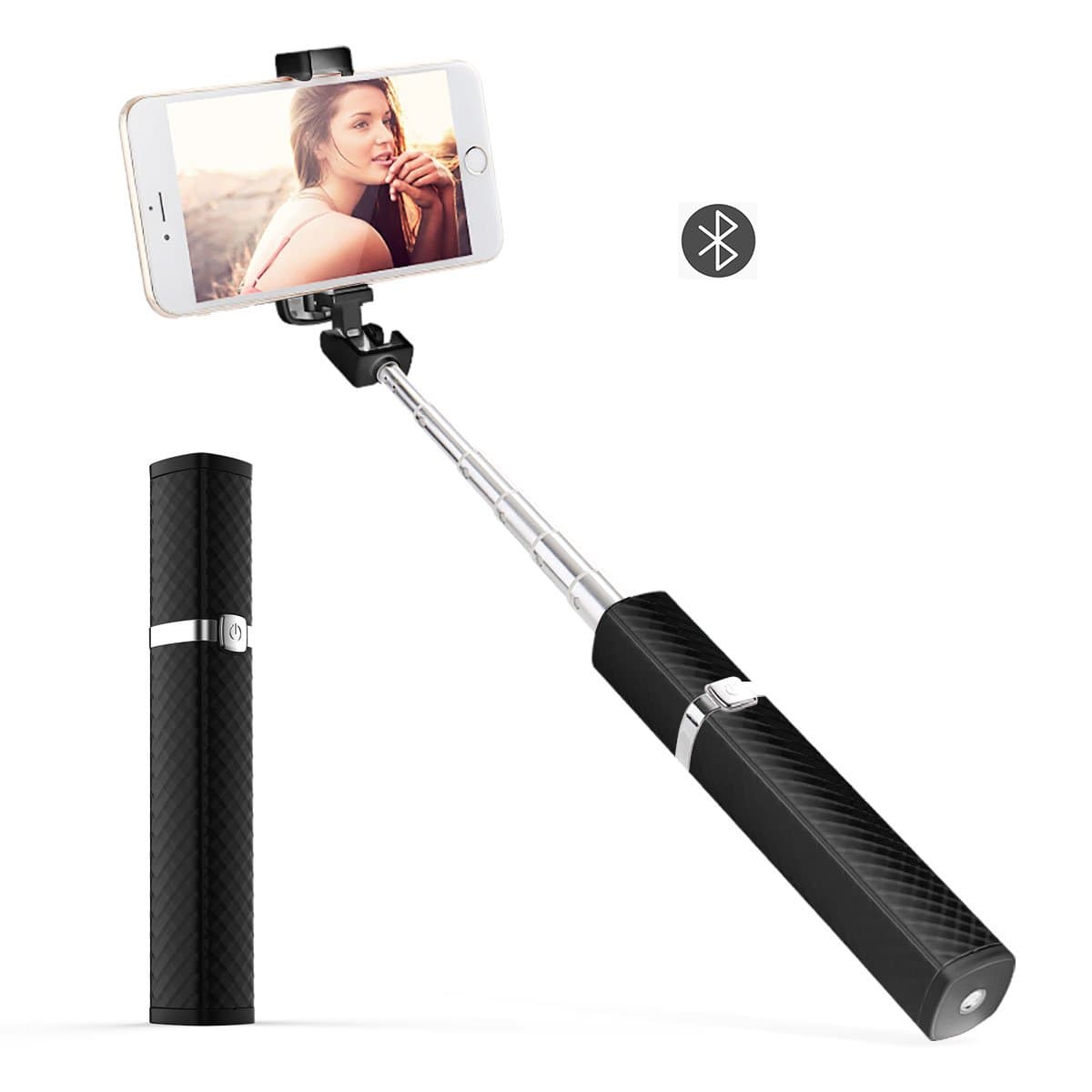 Selfie Stick, SHANHE S3 Wireless and Extendable Selfie Stick, Mini Portable Bluetooth 3.0 with Smartphones (System Above !OS 5.0 / Android 4.2.2), 18CM 130G Black