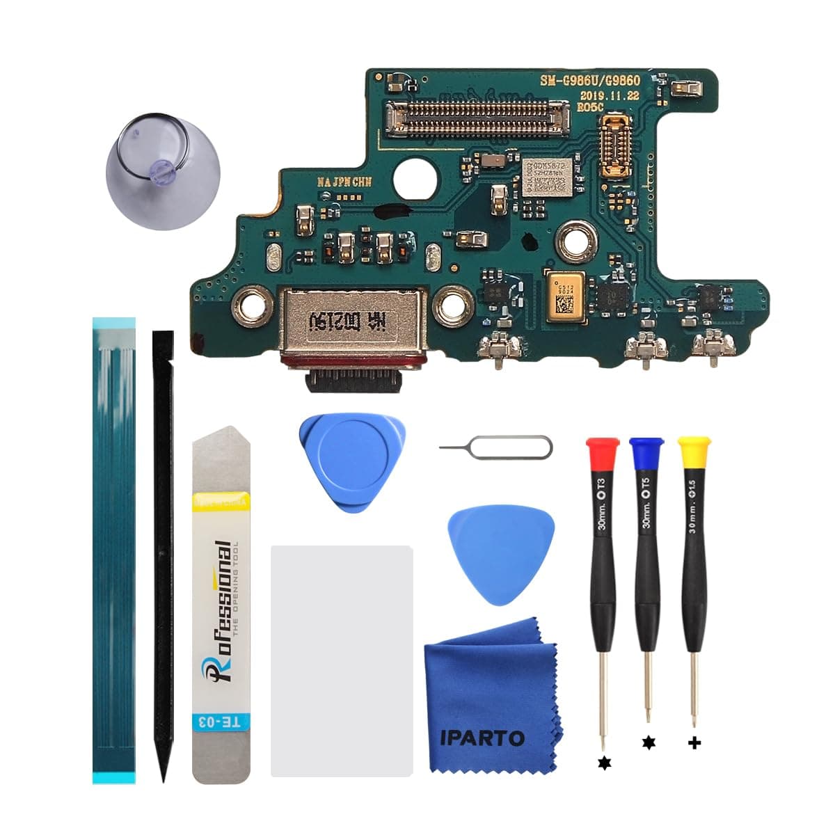 Charging Port Replacement Kit for Samsung Galaxy S20+ 5G SM-G986U SM-G986U1 USB Flex Dock Connector Charging Flex Replacement with Tools