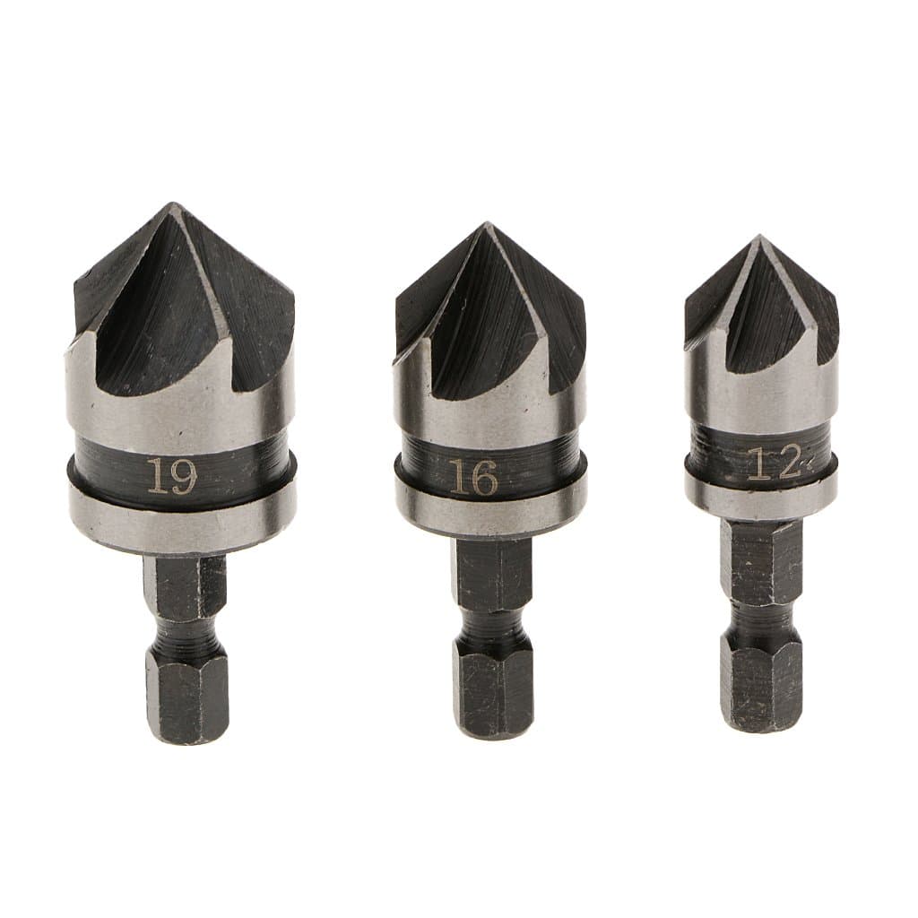 Malayas Set of 3Pcs Titanium Countersink Drill Bit Wood Chamfering Device Drill Bits