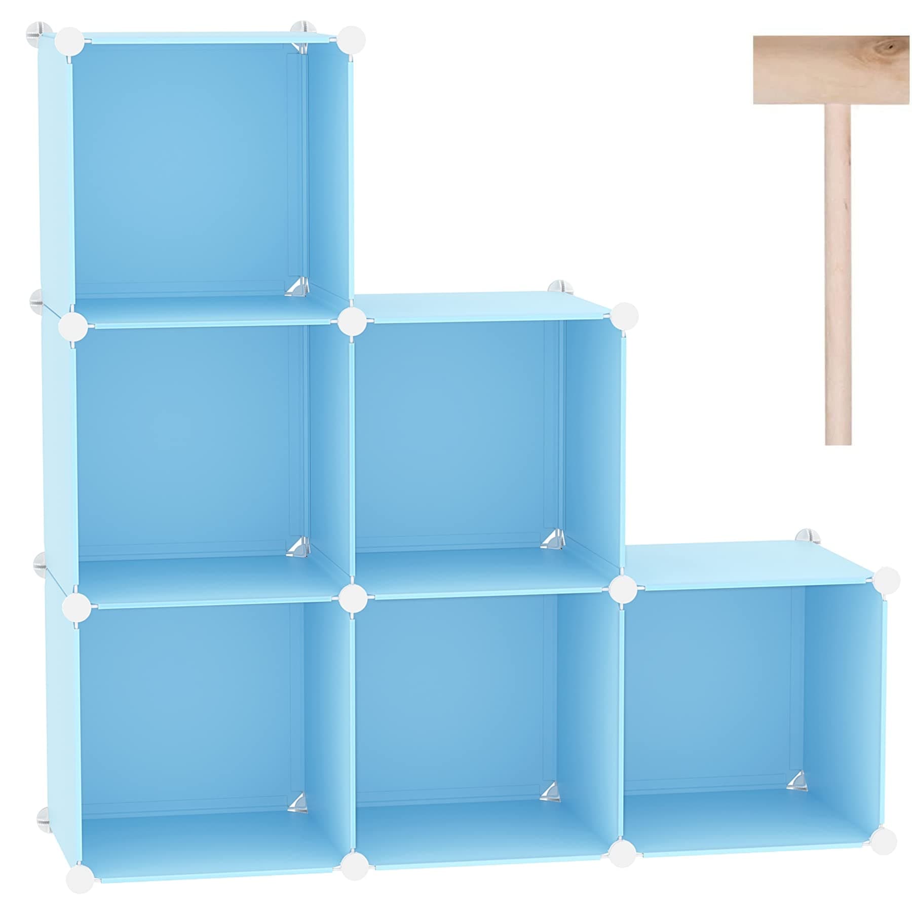 C&AHOME Cube Storage Organizer, 6-Cube Shelves Units, Closet Cabinet, DIY Plastic Modular Book Shelf, Ideal for Bedroom, Living Room, Office, 36.6" L x 12.4" W x 36.6" H Blue UPCS06L
