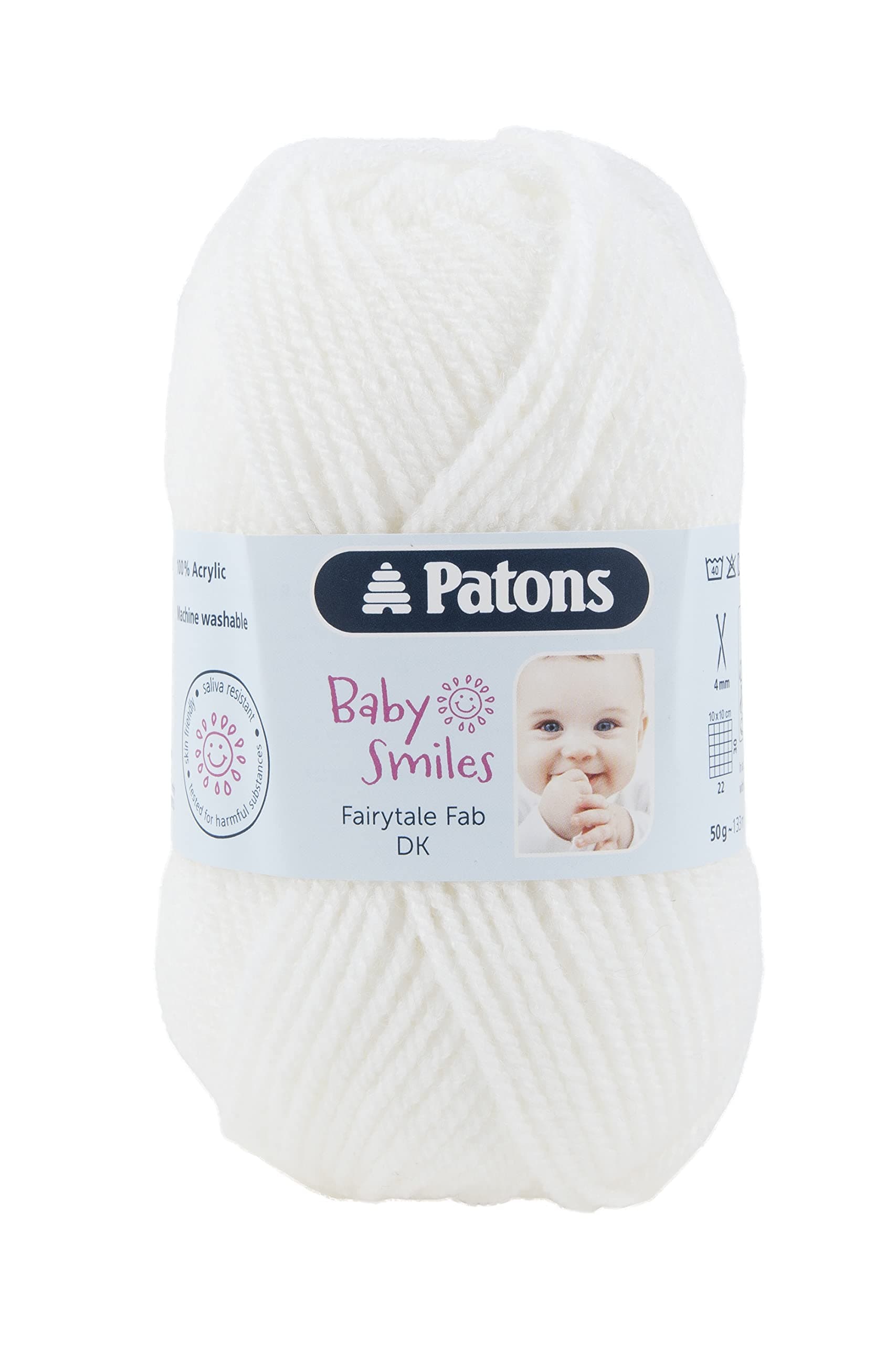 PatonsFairytale Fab DK, White (1001), 50g
