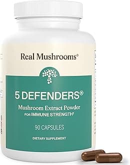 5 Defenders - Adaptogenic Mushrooms Complex with Chaga, Reishi, Turkey Tail, Maitake & Shiitake for Wellness Support - Mushroom Beta Glucan Capsules - 90 Count