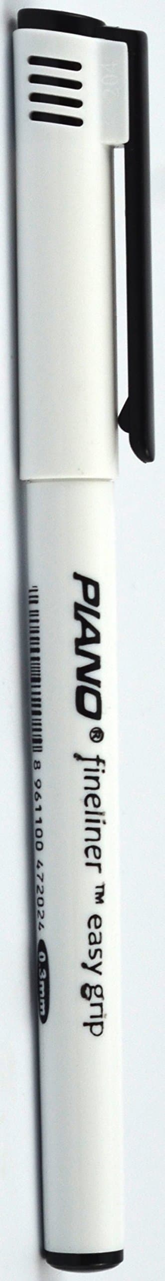 Piano FINE Liner Easy Grip 0.3mm Ink Pen Pack of 10 Black, Blue, RED, Turquoise, Green, Pink, Violet & Gold (Black)