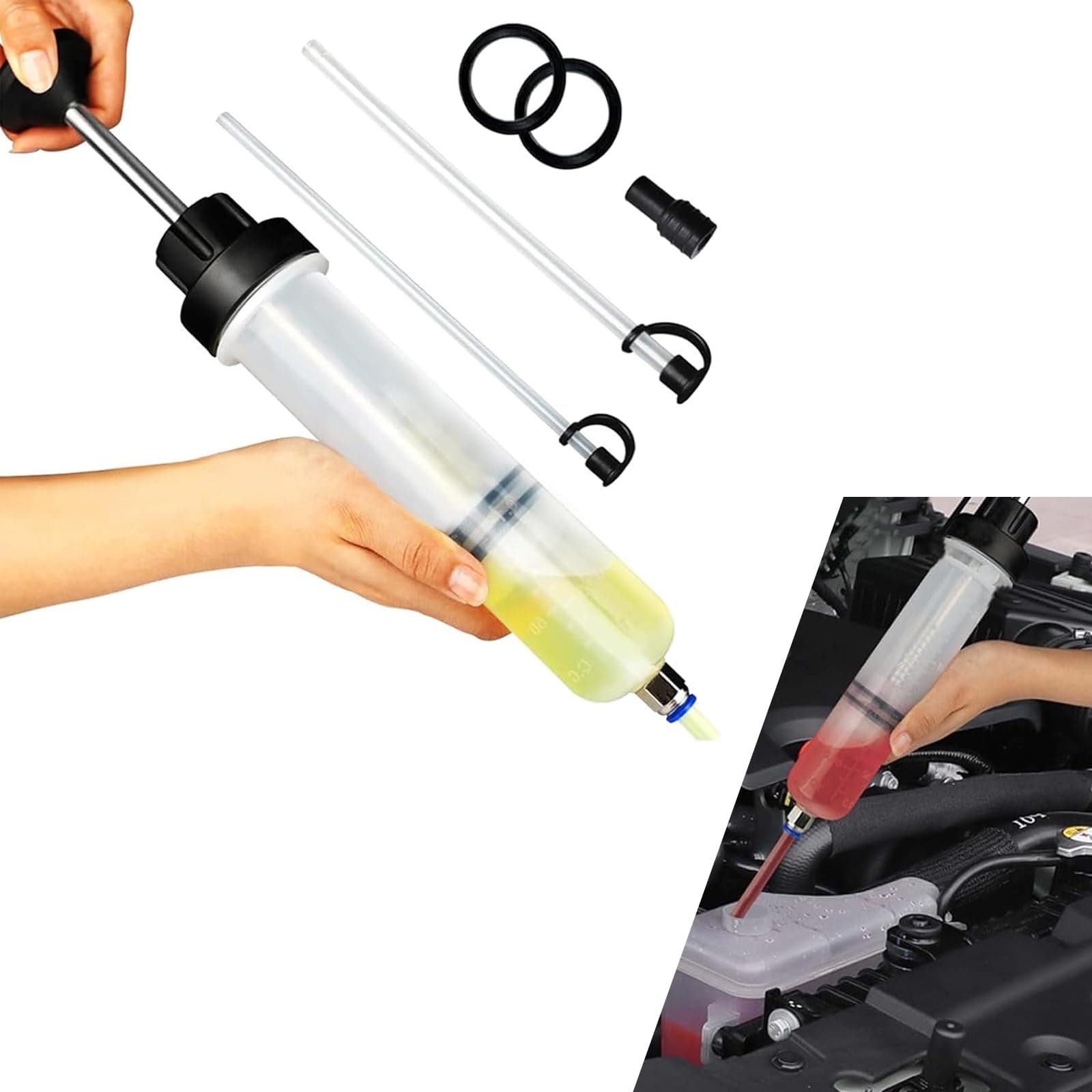 Car Power Steering Fluid Extractor, 200 CC Car Fluid Extractor Pump, Brake Fluid Change Pump Hose Accessories, Universal for Most Cars (Transparent)