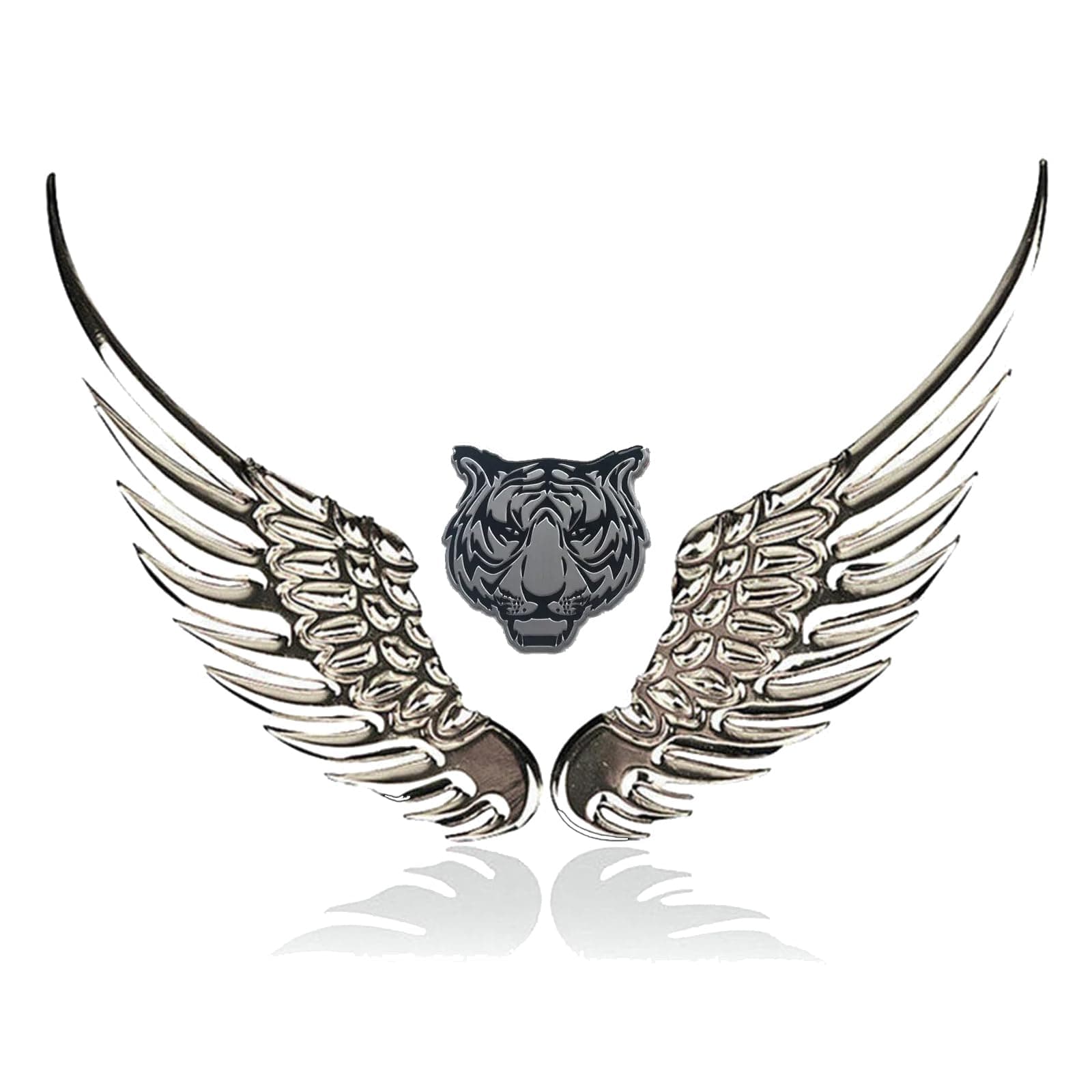 UGSHY 1 PC Car Tail Sticker, 4.92" x 1.37" All-Metal 3D Three-Dimensional Angel Wings Eagle Wings Decal, Modified Personalized Creative Decorative Sticker, Suitable for Various Car Models (Silver)