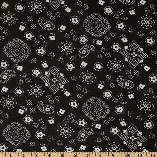 Bandana Prints Black, Fabric by the Yard