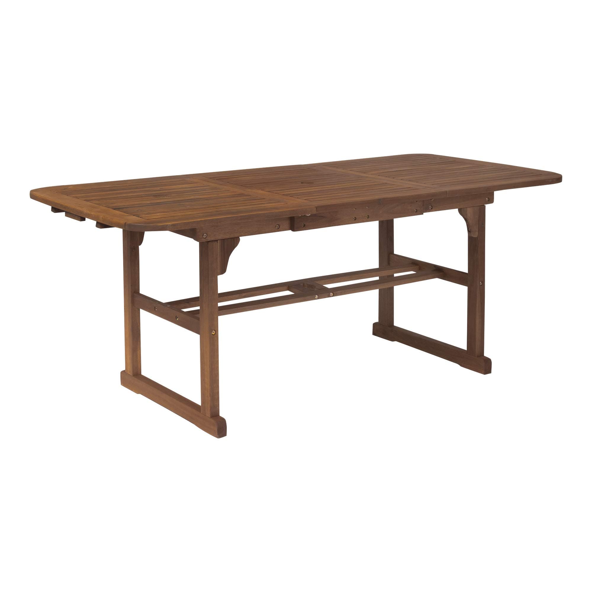 Walker Edison Maui Modern Solid Acacia Wood Slatted Patio Dining Table, 78 Inch, Dark Brown
