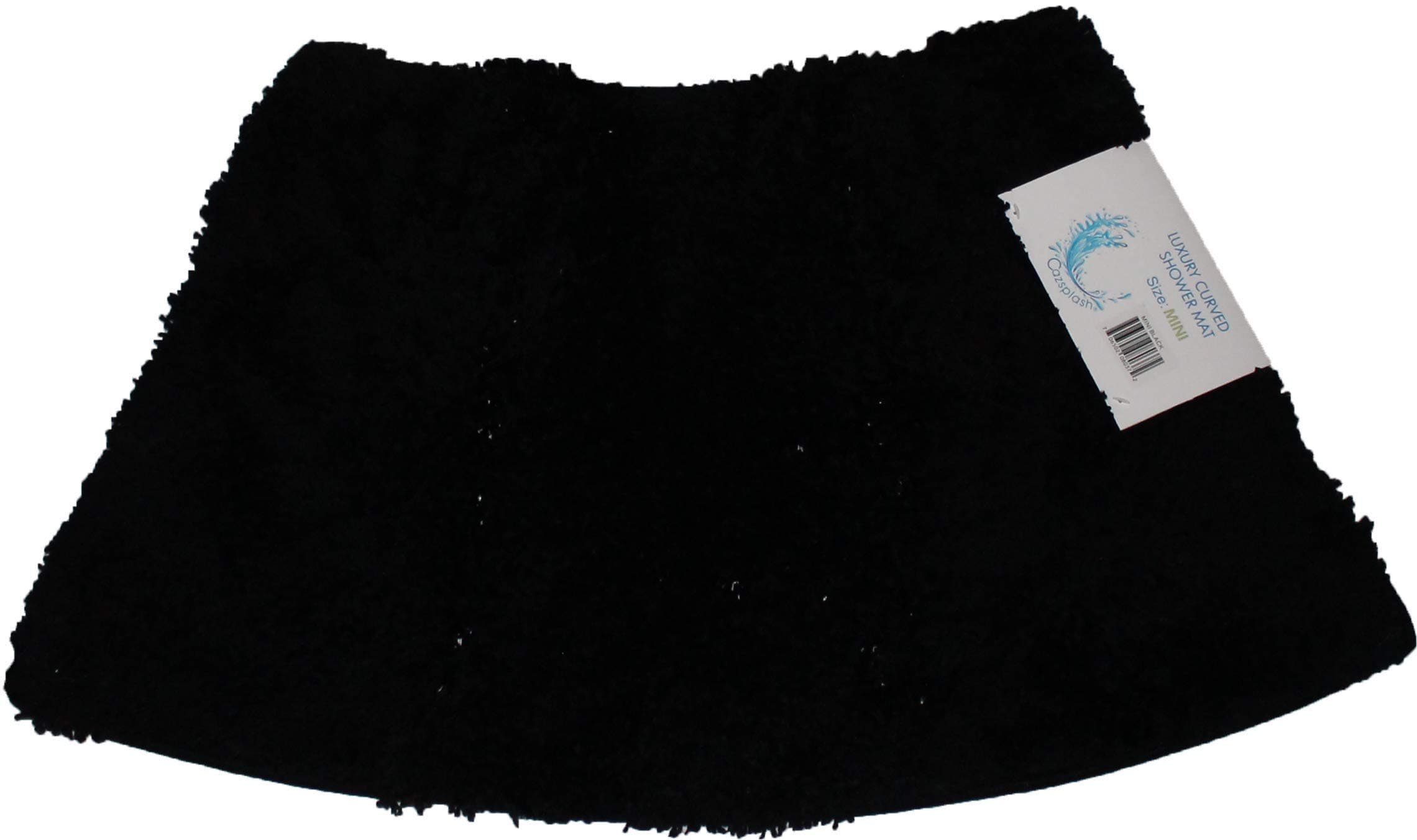 Cazsplash Luxury Quadrant Mini Curved Shower Mat, Microfibre, Black, 70 x 40 x 2.5 cm