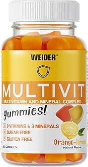 Weider Multivit Gummies - 9 Vitamins and 3 Essential Minerals (zinc, Iodine, Selenium) - Low in Calories (only 13 kcal per dose) - Sugar- and Gluten-Free - 80 Gummies