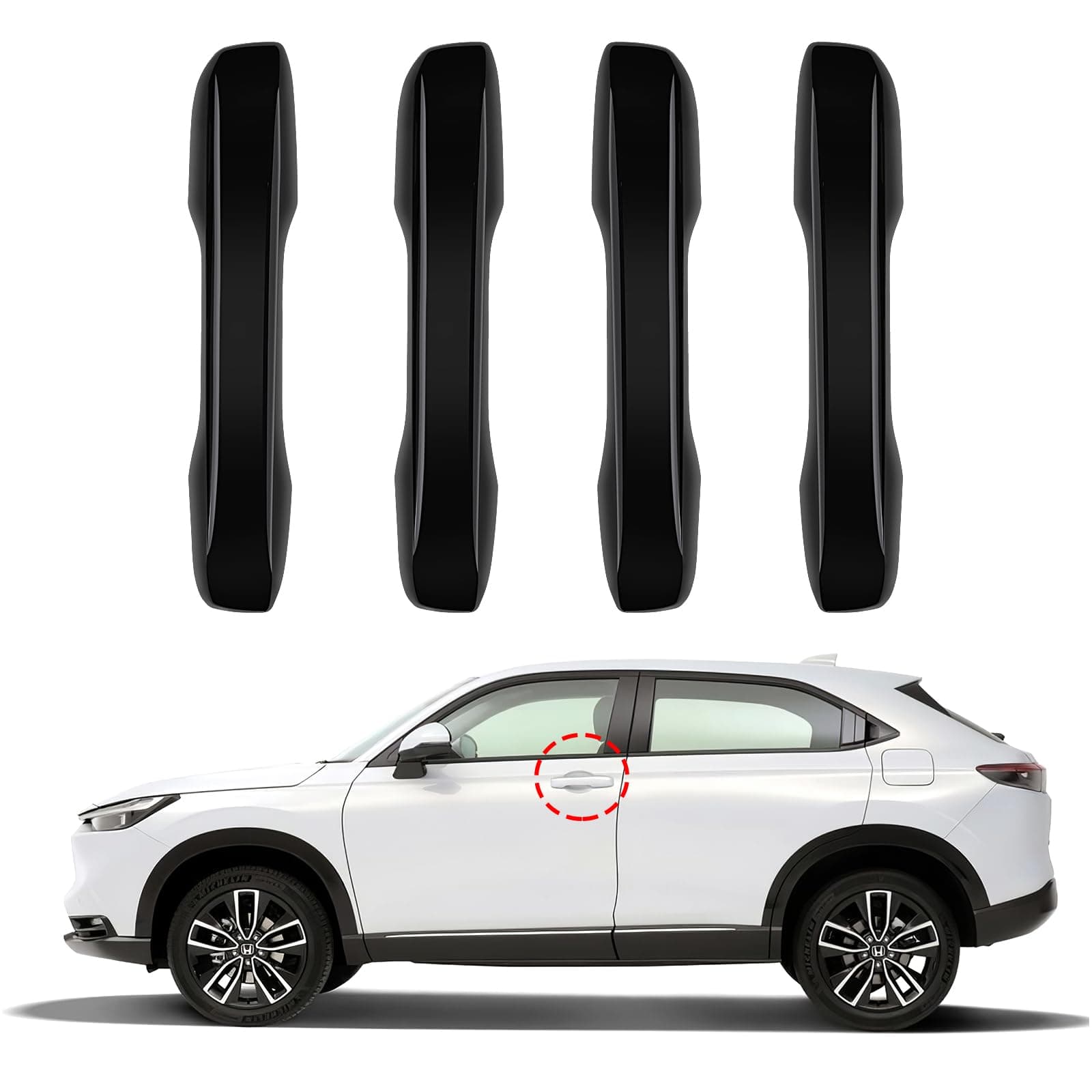 Tutor Auto Door Handle Covers for 11th Gen Civic Accessories - Compatible with 2022 2023 2024 11th Honda Civic, 2023-2024 Accord, CR-V, HR-V with Smart Auto Lock ABS Black Exterior Door Handle