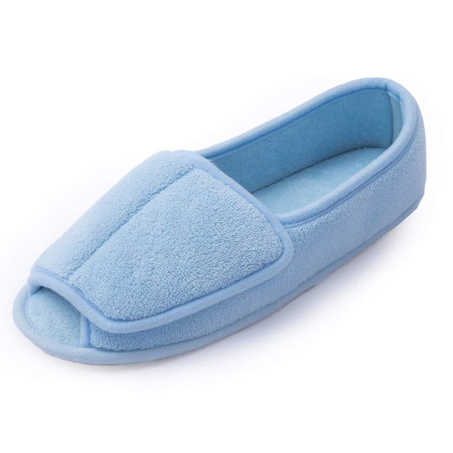 Women Diabetic Slippers/W Arthritis Edema Adjustable Closure Memory Foam House Shoes Open Toe Extra Wide