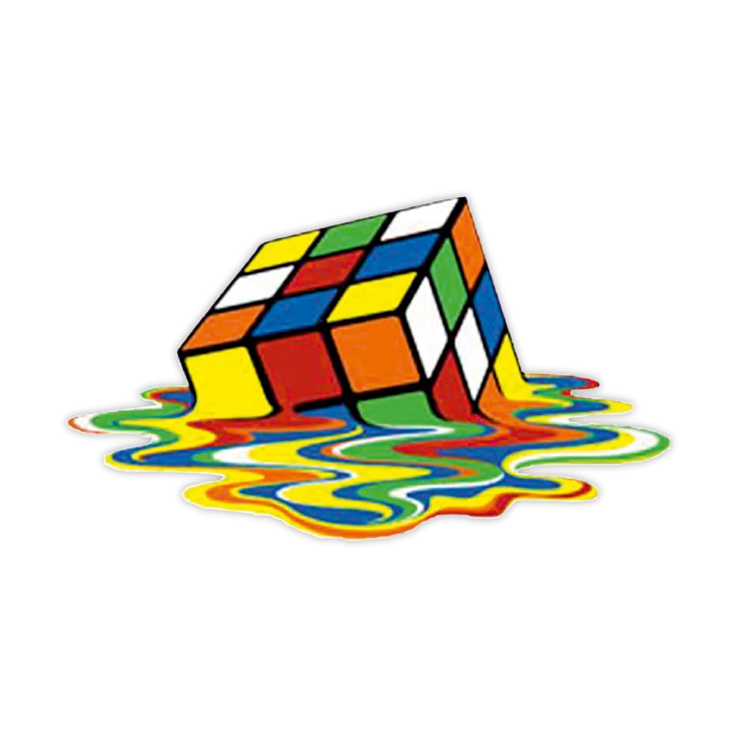 SIGNOOGLE Melting Rubiks Cube Graphics 3D Sticker for Car Dent and Bike Body Exterior Sports Decal 23 x 20 cm (Pack of 2)