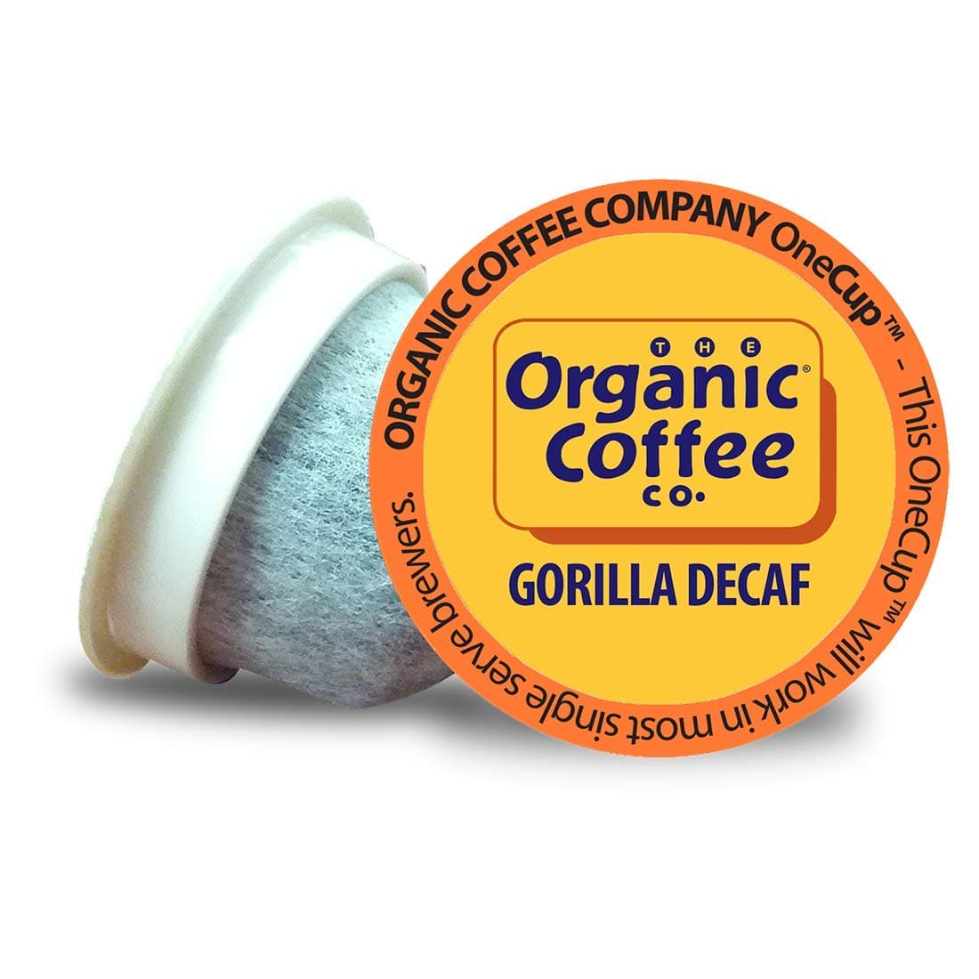 The Organic Coffee Co. OneCup Gorilla DECAF (80 Count) Single Serve Coffee Compatible with Keurig K-cup Brewers Swiss Water Decaffeinated USDA Organic