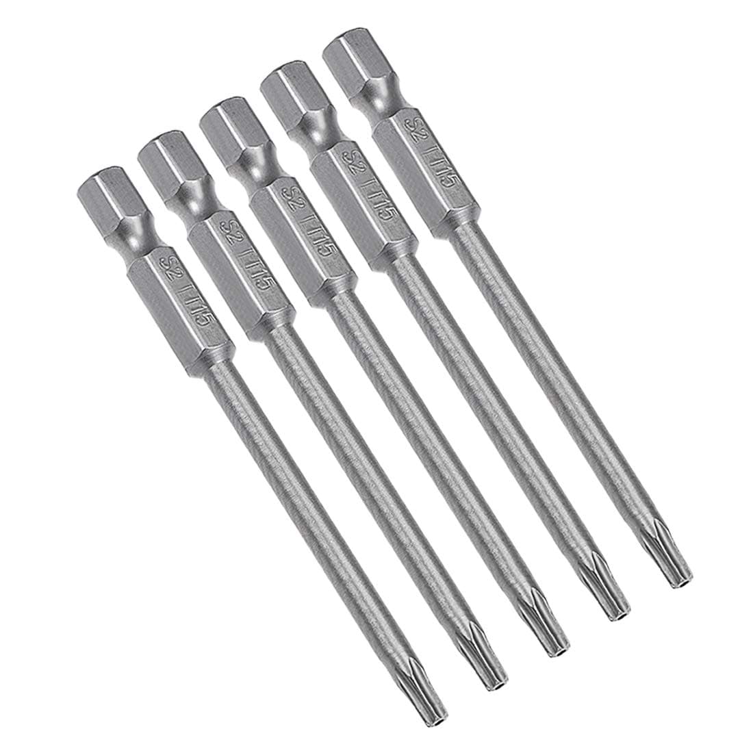 uxcell 5 Pcs T15 Magnetic Torx Screwdriver Bits, 1/4 Inch Hex Shank 3-inch Length S2 Security Tamper Proof Screw Driver Kit Tools