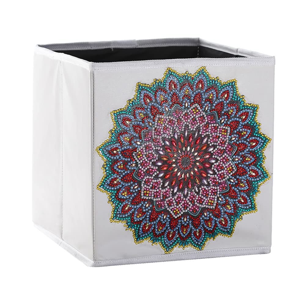 Diamond Painting Folding Storage Cubes Organizer Container DIY Foldable Basket Bin Cross Stitch Embroidery Mosaic Kits Storage Box 9.8"x9.8”x9.8" (Mandala 23)