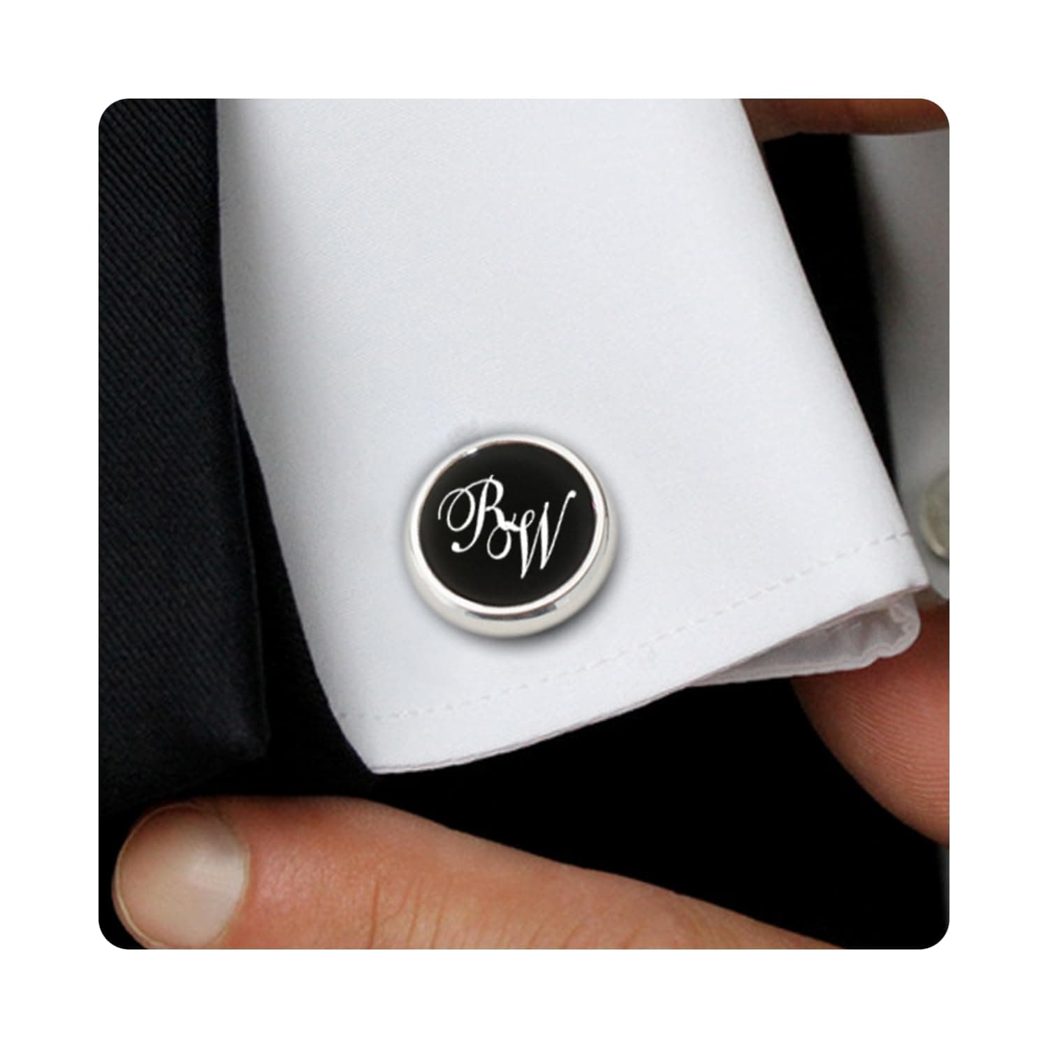 Engraved Initial cufflinks - Personalized sterling silver cufflinks - Mens birthday gift - Gift for Men - Black Onyx cuff links 925 Silver