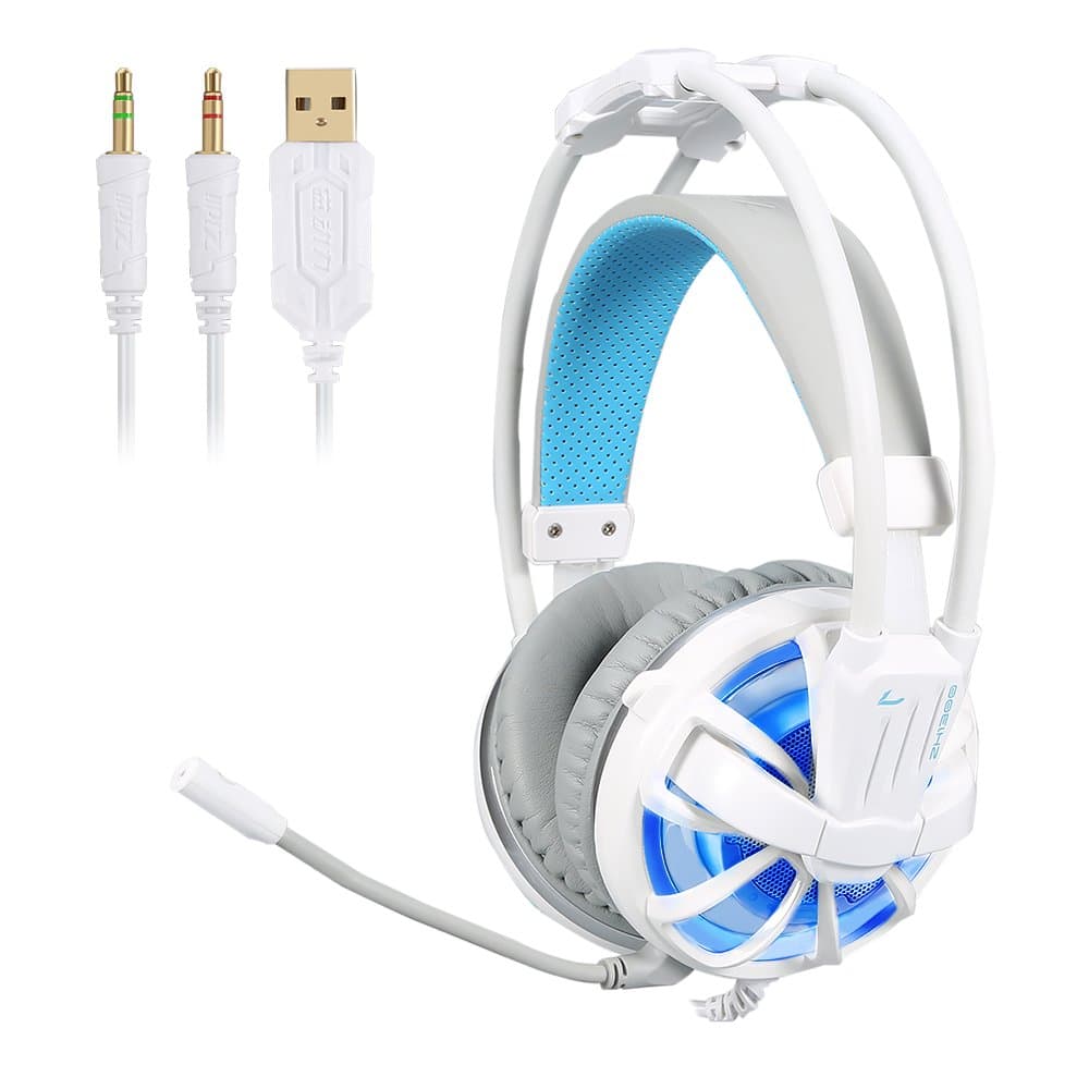 EUKYMR Gaming Headset with Mic Noise Canceling LED Light Wired PC Gaming Headset Channel Virtual 7.1 USB Surround Stereo Built-in Mic and Wired Mode