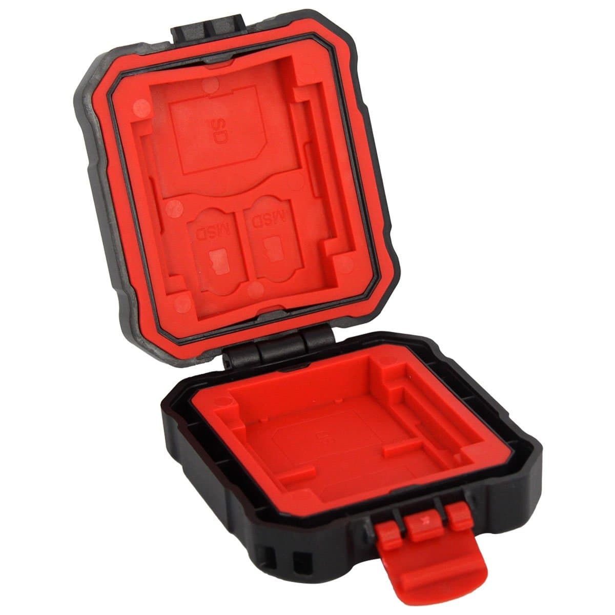 LYNCA Memory Card Case KH5 Camera Cartridge Anti-gray and drop Box SD Card Storage Box for 3SD 2CF 2MSD 2QXD Card(black and red)