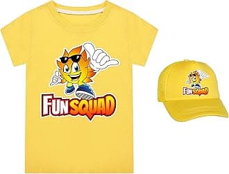 Boys Girls Fun Squad Merch T Shirt and Snapback Cap Cotton Tshirt Kids Hat Short Sleeve Unisex Birthday Clothes Gift for Child