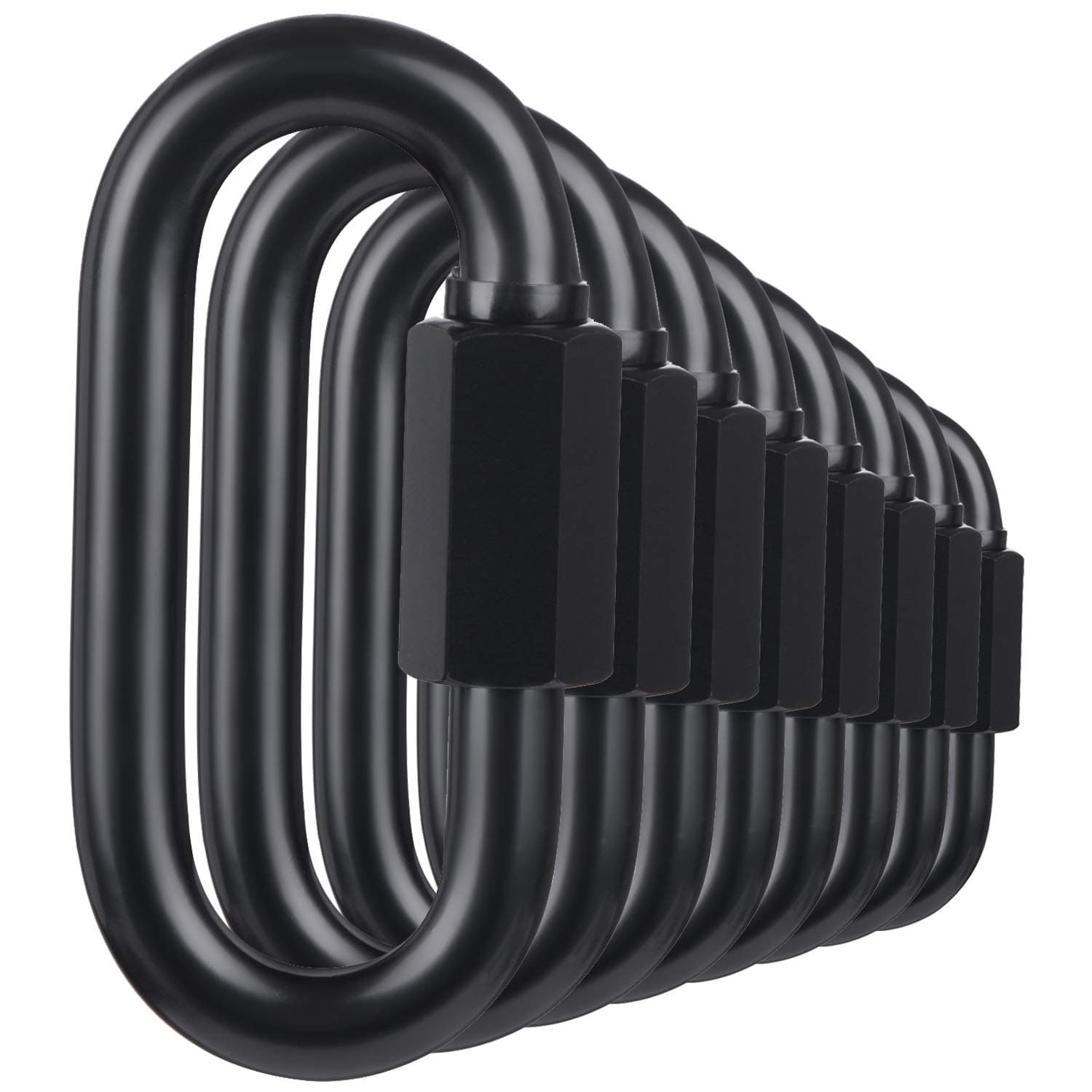 BEWISHOME D Shape Locking Carabiner, Black Quick Links Chain Links, Heavy Duty Durable Chain Connector,Black HDK03