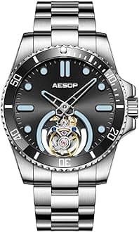 Tourbillon Men Watch Unidirectional Rotating Bezel Mechanical Hand Wind Wristwatches Analog Luminous Sapphire Stainless Business Luxury Watch for Men 7060