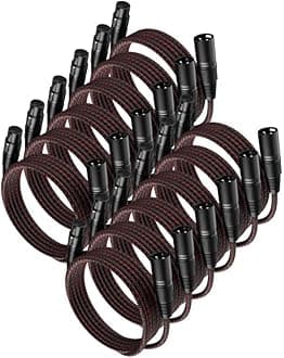 XLR Cables 6 FT 12 Pack, XLR Microphone Cable 3-Pin Male to Female Balanced Mic Cable XLR to XLR Speaker Heavy Duty Mic Patch Cords for Microphones, Mixer, Speaker Systems ect