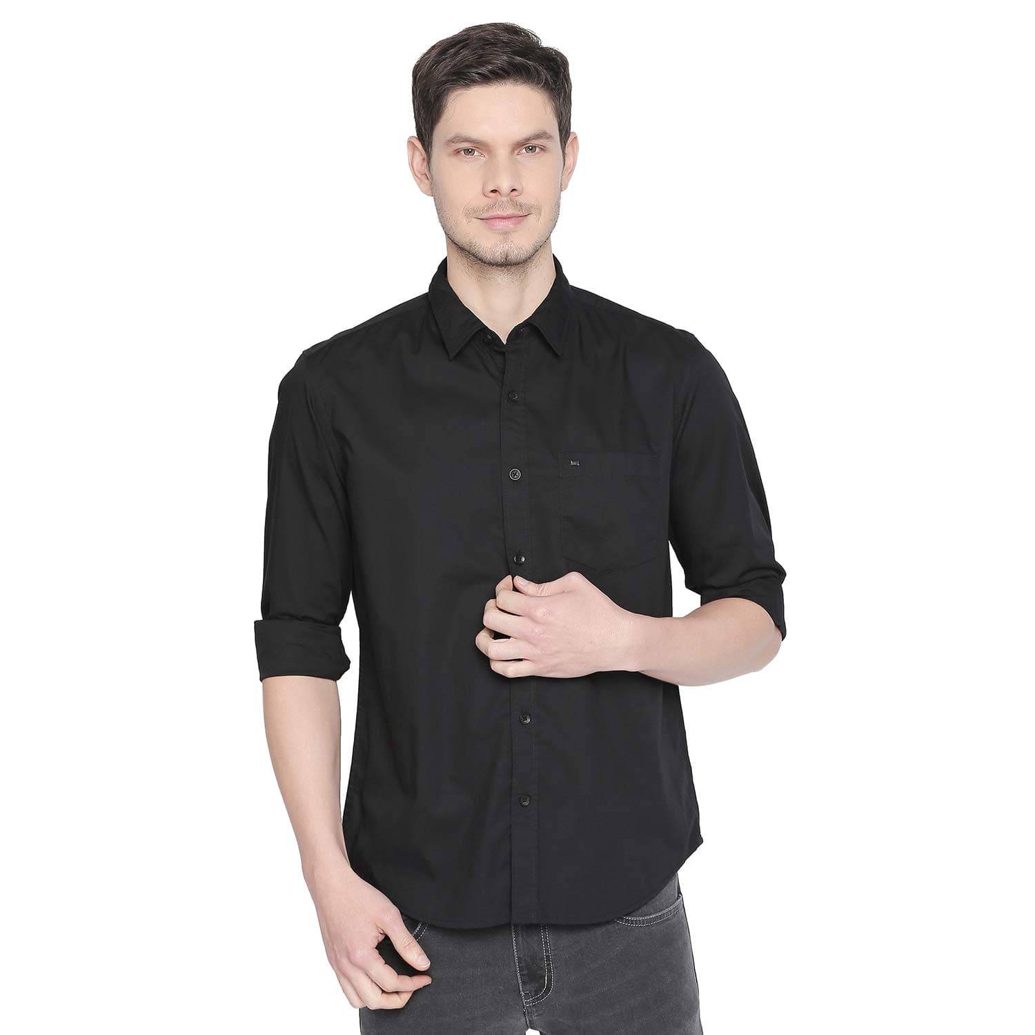 Slim Fit Jet Black Stretch Shirt