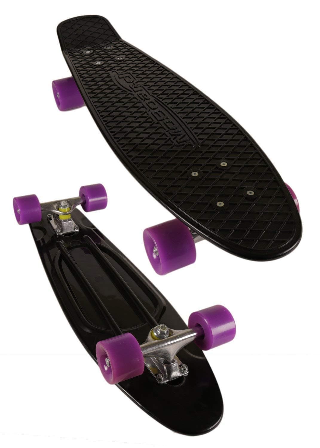 MoBoard 22" Classic Style Graphic Complete Skateboard, Black/Purple