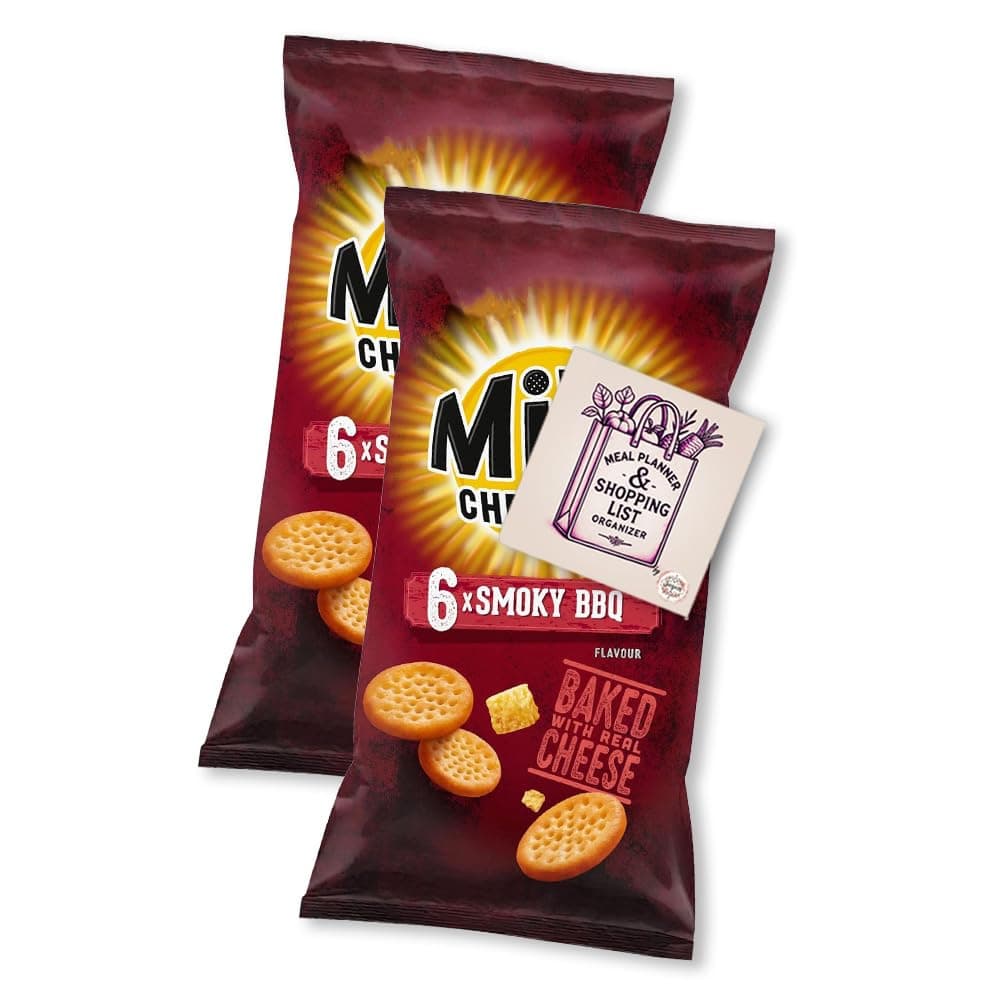 Jacobs Mini Cheddars Smoky BBQ Flavour, 12 Mini Bags - Snack Pack, 2 Packs of 6 x 23g - Crunchy, Baked, Cheese Snack, Lunch Box, Picnic, Party Snacks, Office Treat