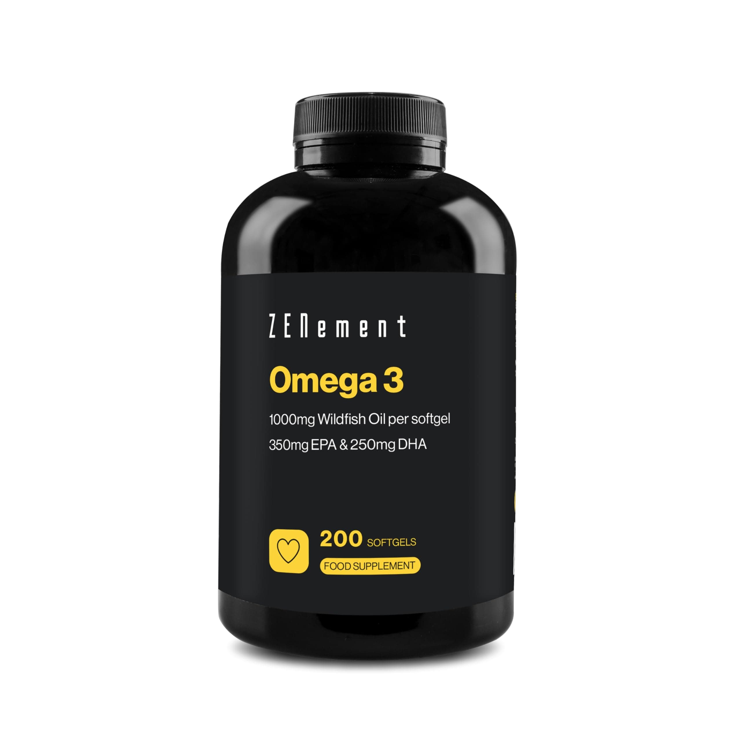 Omega 3-2000 mg (EPA 700 mg & DHA 500 mg) per Daily dose (2 softgels) - Maintains Normal Triglyceride Levels - with Natural Vitamin E antioxidant - Zenement