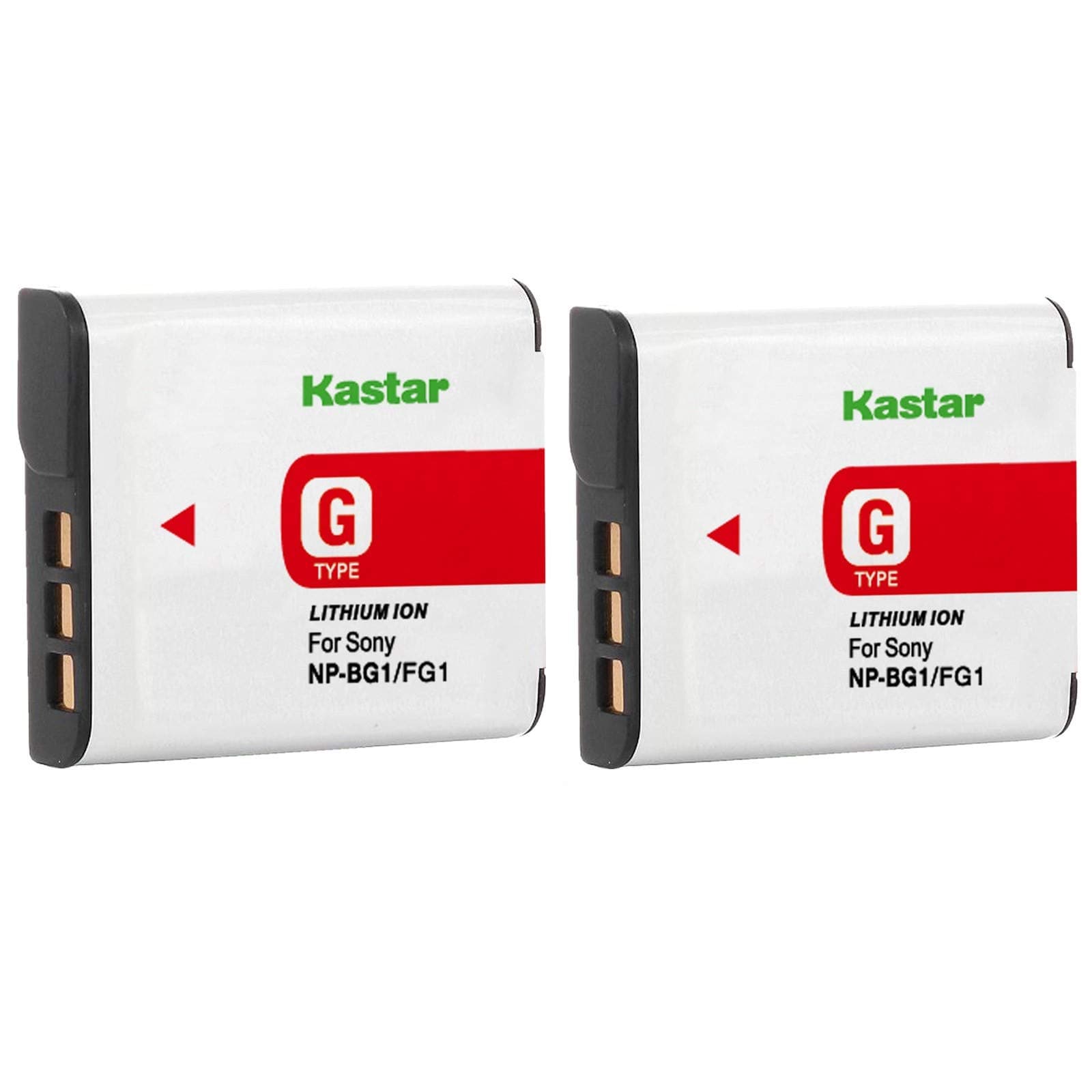 Kastar Battery (2-Pack) for Sony NP-BG1, NP-FG1, NP-FG1, BC-CSG, BC-CSGE work with Sony Cyber-shot DSC-H3 DSC-H7 DSC-H9 DSC-H10 DSC-H20 DSC-H50 DSC-H55 DSC-H70 DSC-H90 DSC-HX5V DSC-HX7V DSC-HX9V DSC-HX10V DSC-HX20V DSC-HX30V DSC-N1 DSC-N2 DSC-T20 DSC-T100 DSC-W30 DSC-W35 DSC-W50 DSC-W55 DSC-W70 DSC-W80 DSC-W90 DSC-W100 DSC-W120 DSC-W130 DSC-W150 DSC-W170 DSC-W200 DSC-W210 DSC-W215 DSC-W220 DSC-W230 DSC-W270 DSC-W290 DSC-W300 DSC-WX1 DSC-WX10 Handycam HDR-GW77V